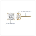 thumbnail image 3 of DIAMONBLISS 10K Real Solid Gold Stud Earrings for Women | 10K Yellow Gold Princess Cut Solitaire Studs | 3 carat Cubic Zirconia CZ Diamond Simulant, 3 of 5