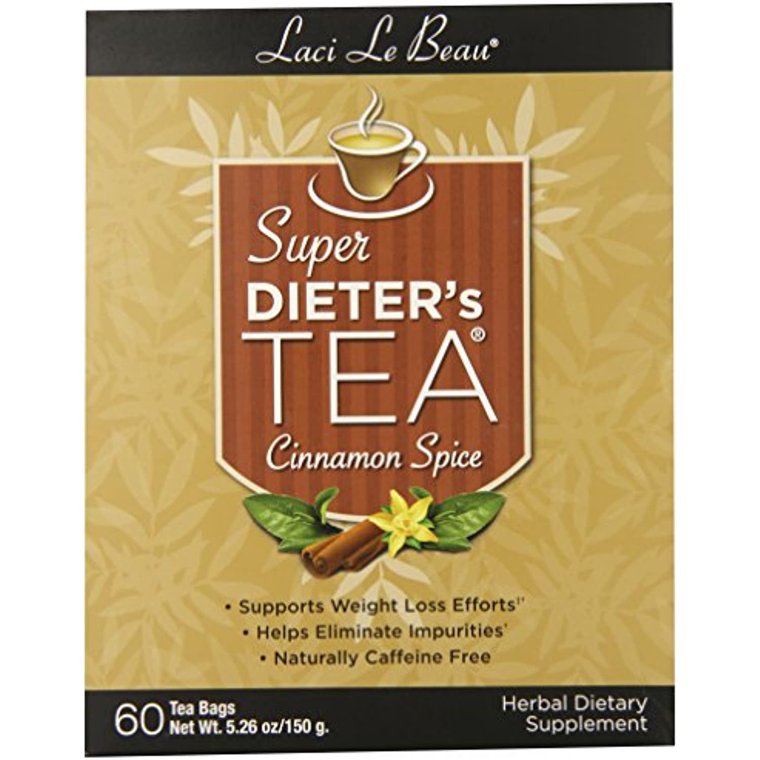Laci Le Beau Super Dieters Tea, Spice, Cinnamon, 60 Teabags (Pack Of 2