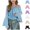 Light Blue, variant on Girls Summer Vacation Crop Shirts Casual Off The Shoulder Bell Long Sleeve Cropped Tshirts Loose Comfy Stretch Pullover Tops