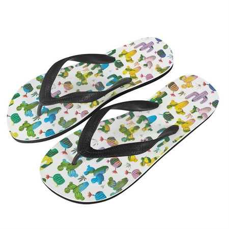 

Bivenant Store Sandals Men Cute Cactus Pattern Flip-Flops Casual Shoes Breathable Sandals Beach Flip-Flops Shoes Size 8 to 12
