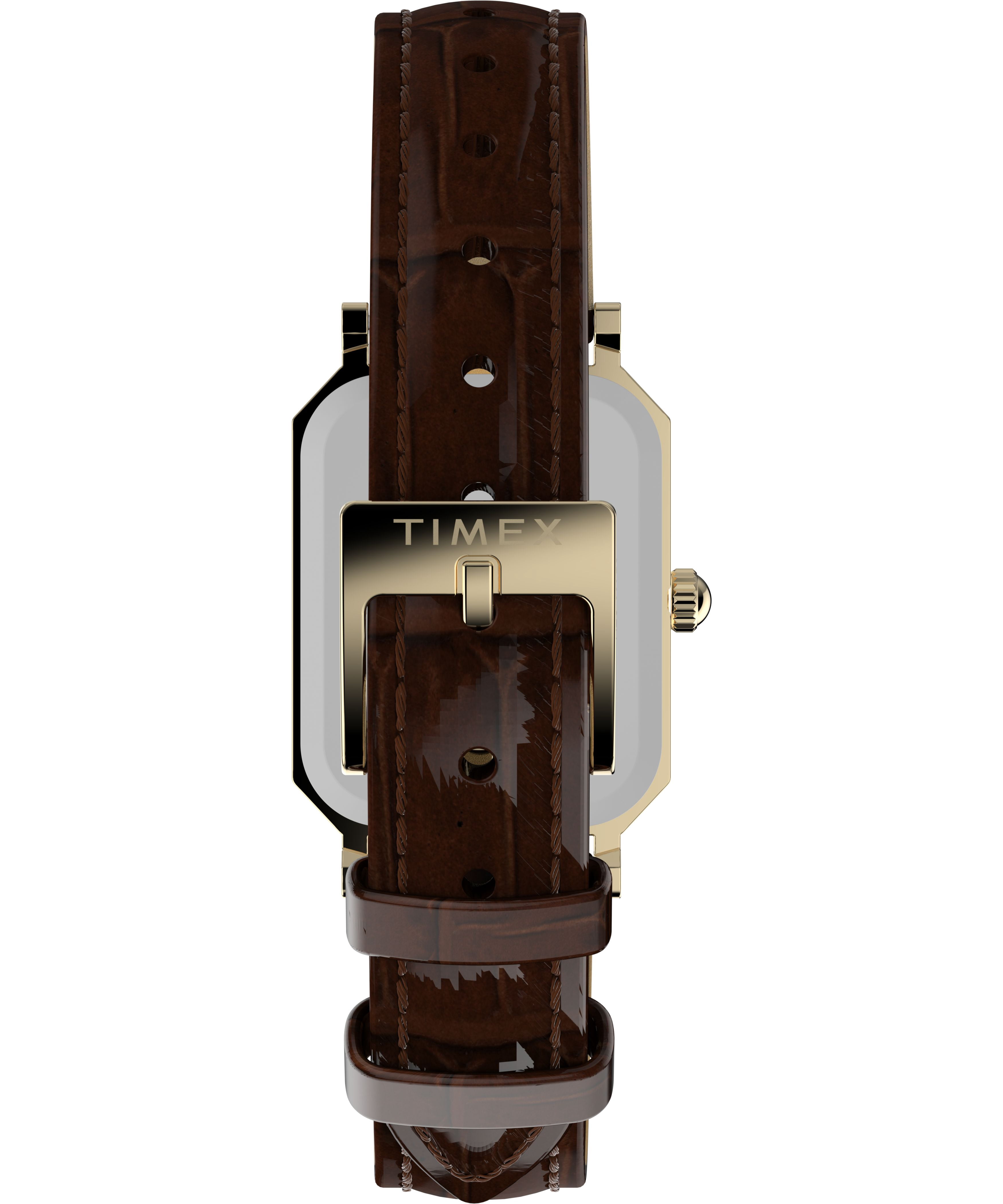 Timex Women's Gold tone case Brown Croco Grain Strap