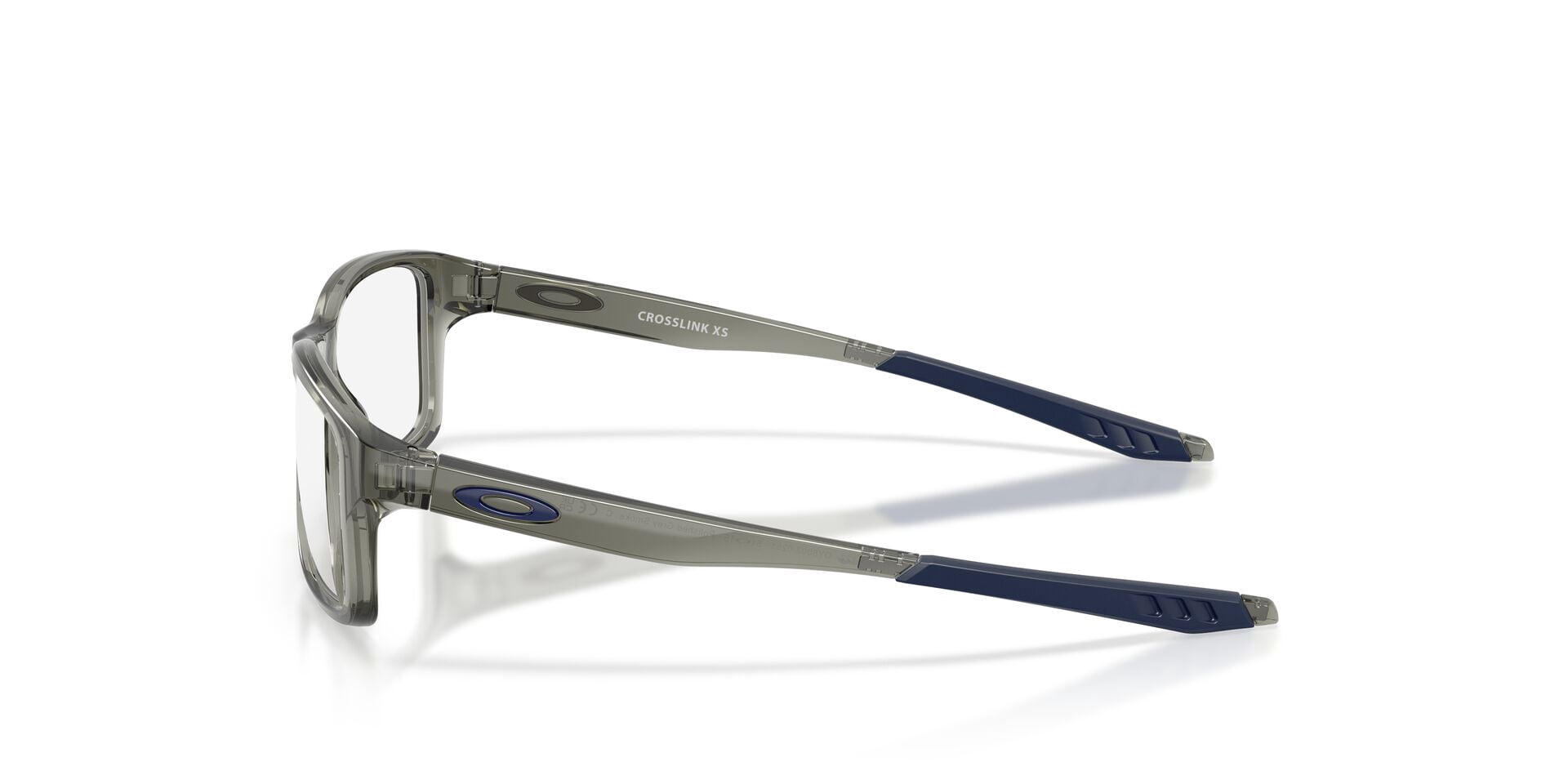 Oakley Youth Size 49 Square Crosslink XS Optical Glasses, Polished Grey Smoke/Demo Lens