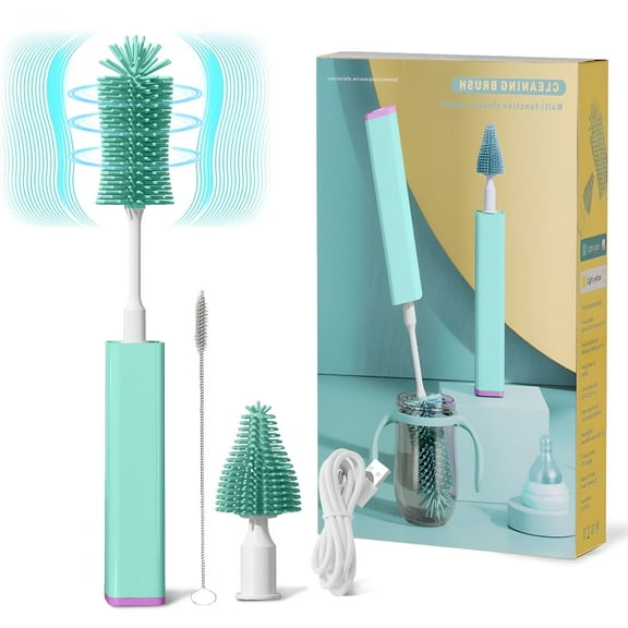 ACDANC Electric Baby Bottle Brush Cleaner Set - IPX7 Waterproof Bottle Brush and Straw Brush, Silicone Bottle Brush Suitable for New Moms