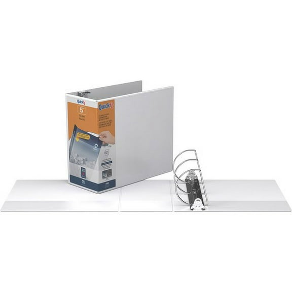 QuickFit D-Ring View Binders - 5" Binder Capacity - Letter - 8 1/2" x 11" Sheet Size - 1000 Sheet Capacity - D-Ring Fastener(s) - 2 Internal Pocket(s) - Vinyl - White - Recycl | Bundle of 2 Each