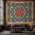 thumbnail image 6 of Vibrant Psychedelic Mandala in Swirling Floral Pattern, Mystical Boho Decor for Art Lovers, Bohemian Wall Art Housewarming Gift Tapestry Wall Hanging for Bedroom, Living Room and Dorm, 6 of 7