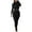 Black, variant on YYDGH Workout Sets 2 Piece Outfits for Women Crewneck Long Sleeve Ribbed Crop Top High Waist Yoga Leggings Lounge Wear Tracksuit Black S
