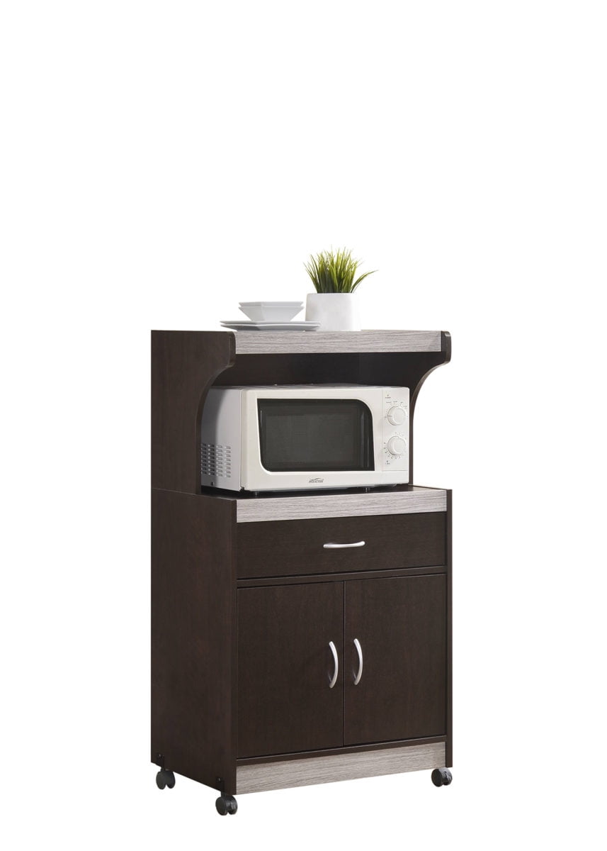 Hodedah キッチンアイランド チョコレート/グレー(トップ) 35O1 Hodedah Microwave Kitchen Cart, Chocolate - Grey - Walmart.com