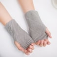 thumbnail image 4 of Dyfzdhu Women Girl Knitted Arm Fingerless Keep Warm Winter Gloves Soft Warm Mitten Grey, 4 of 4