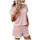 thumbnail image 1 of Camisas de Manga Corta para las Mujeres Casual Color Sólido Cuello Redondo Blusa Y Pantalones Cortos Conjunto, Moda Primavera Verano Traje, 1 of 8
