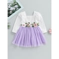 thumbnail image 2 of xiaxaixu Toddler Girls Princess Dress Long Sleeve Tulle Patchwork Spring Dress with Flower Decor, 2 of 8