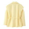 thumbnail image 4 of Womens Tops Long Sleeved Blazer Casual Waist Cinched Wide Shoulder Suit Jacket Yellow M,Blouse for Women, 4 of 5