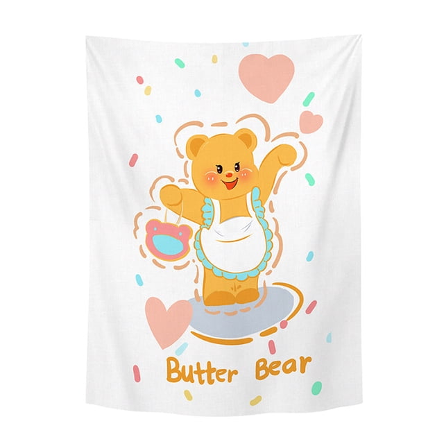Tapiz de pared en microtela con forma de oso de mantequilla, 150 x 130 cm