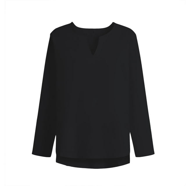 Blusas y camisas de manga larga con cuello en V para hombre, blusa informal de moda de manga larga lisa con cuello en V, blusa deportiva sin mangas, blusa de poliéster para hombre