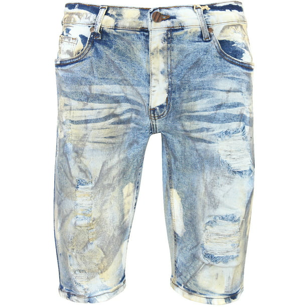 FWRD Denim Men’s Washed Distressed Slim Fit Shorts Blue - Walmart.com