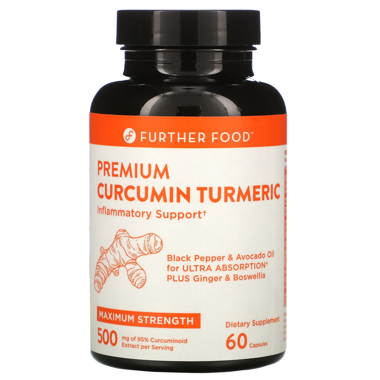Further Food Premium Curcumin Turmeric, Maximum Strength, 500 mg, 60