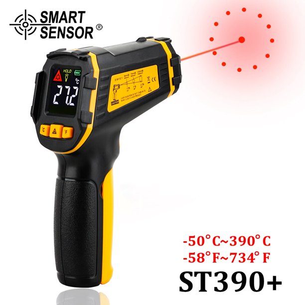 Termómetro infrarrojo Digital, medidor de temperatura láser, pirómetro sin contacto, higrómetro IR, alarma de luz LCD a Color