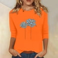 thumbnail image 2 of Dadaria T-Shirt Femme Orange Manches 3/4 Col Rond Grande Taille Été Chandail Blouses 2TG, 2 of 5