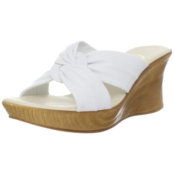 Onex Womens Puffy Wedge Open Toe Casual Slide Sandals, White, Size 11.0