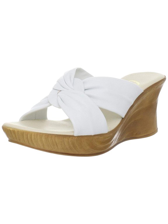 Womens Puffy Wedge Open Toe Casual Slide Sandals, White, Size 11.0