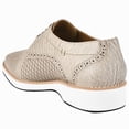thumbnail image 3 of LIBERTYZENO Mens Casual Shoes Textile And Lizard Print Leather Lace-Up Oxford Casual Shoes For Mens Gutta Beige 12, 3 of 7