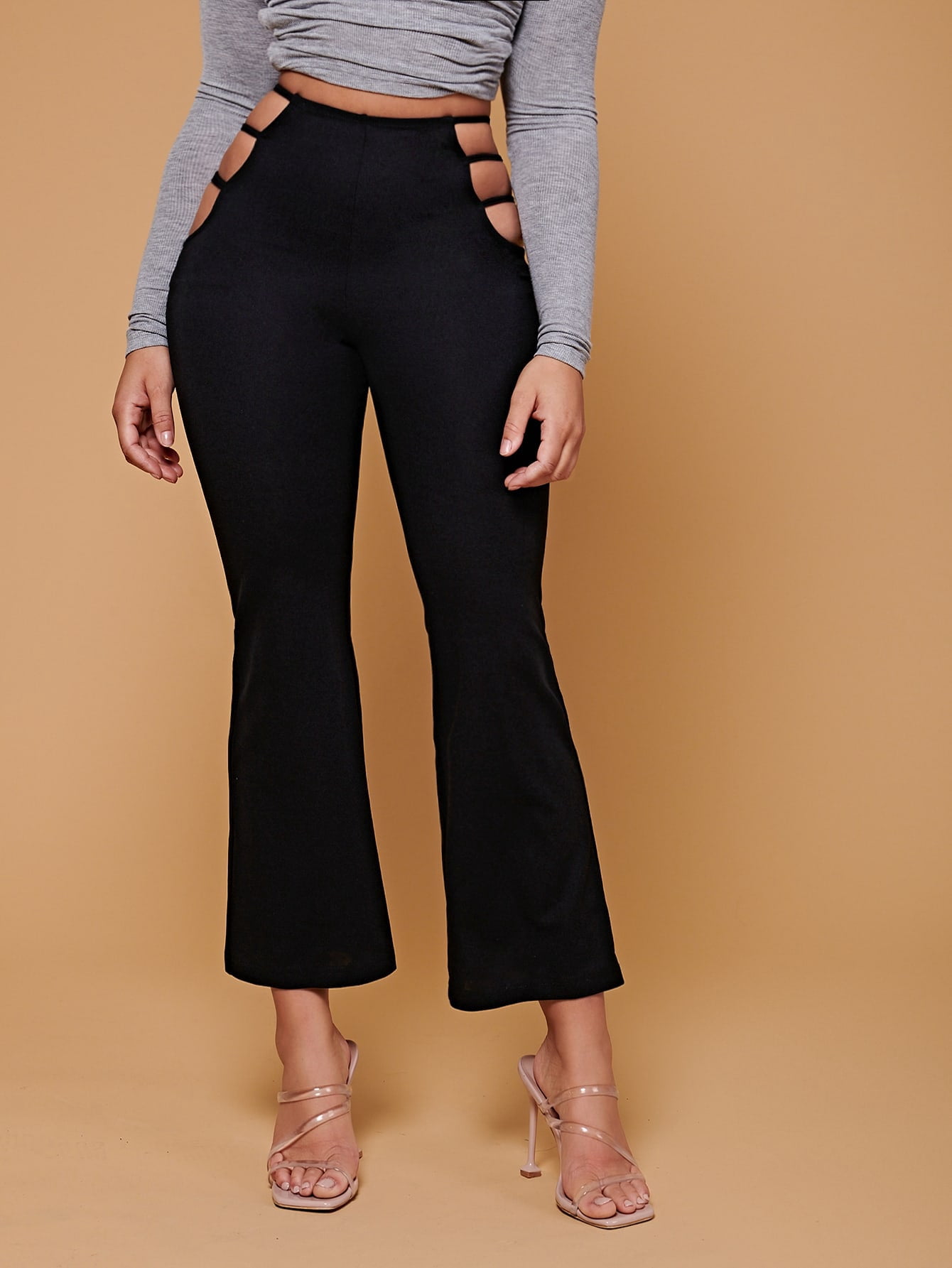 Women's Ladder Cut Out Flare Leg Pants 