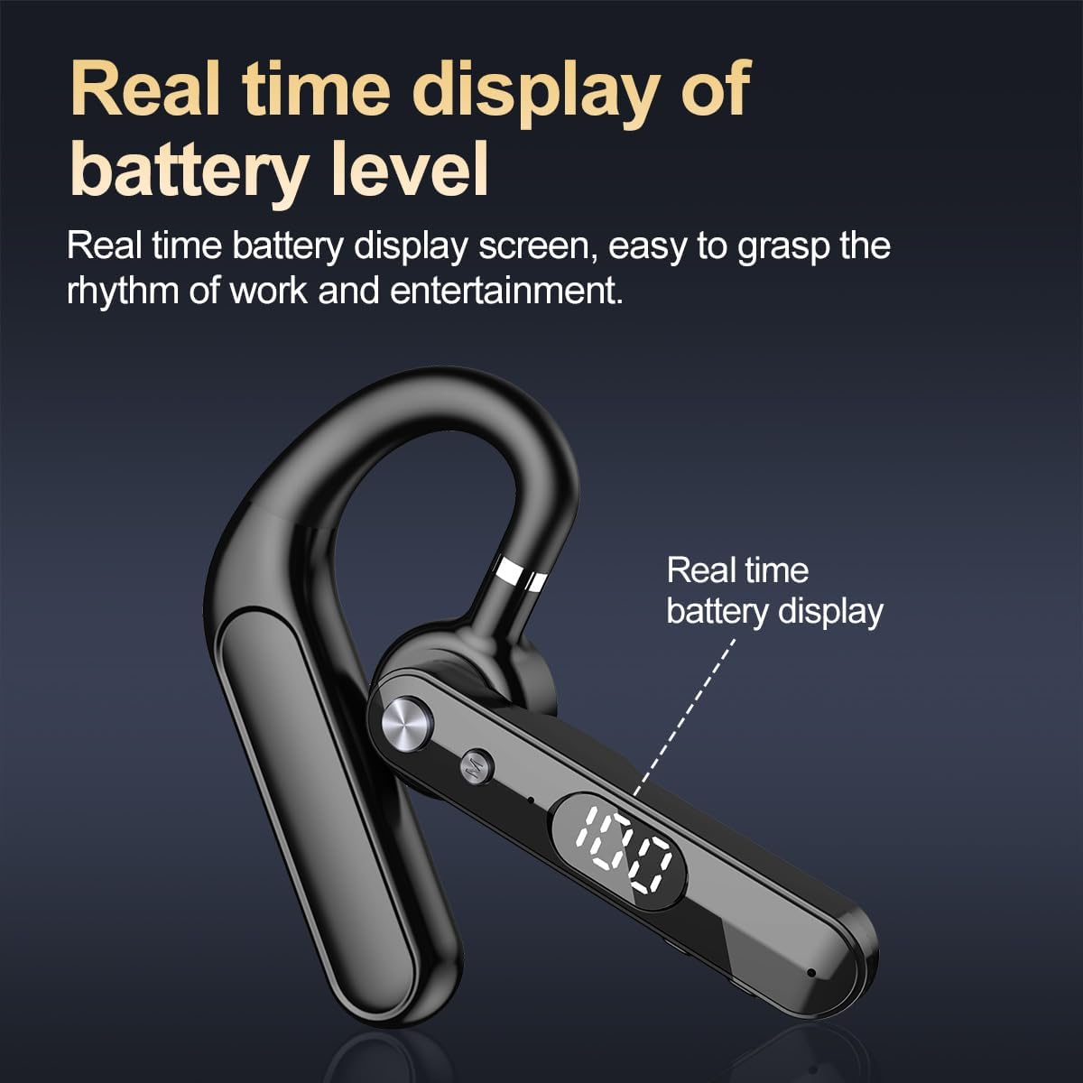 Bluetooth Headset with Dual-Mic Noise Canceling, 48H Talk Time, V5.4, Trucker Headset Bluetooth Wireless Earpiece for Cell Phones, Office, Driving