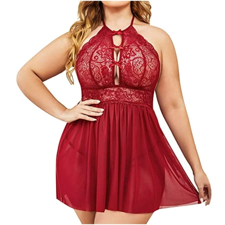 

VerPetridure Plus Size Lingerie for Women Sexy Naughty Women s Fashion Plus Size Sling Soild Sexy Lingerie Lace Bow Nightdress