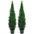 thumbnail image 2 of Two 5 Foot Outdoor Artificial Cedar Topiary Trees Potted Plants Two Peace Construction, 2 of 5