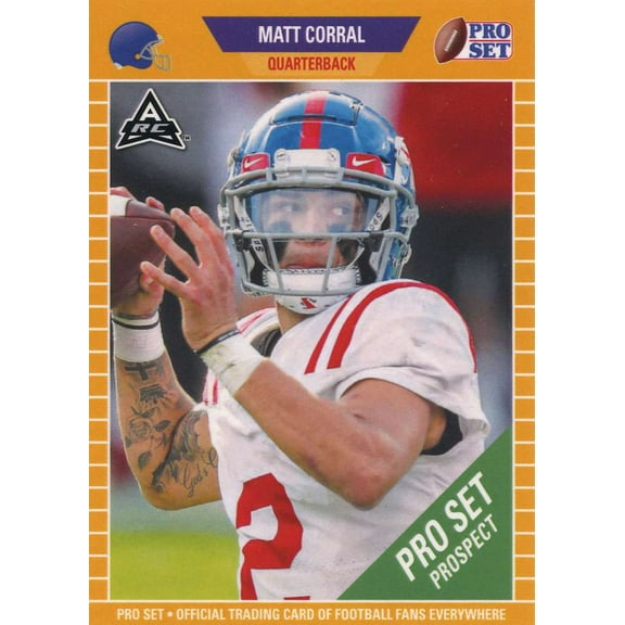 Leaf 2021 Pro Set Prospect Football Matt Corral Trading Card (ARC Amateur Rookie Card, GOLD Parallel Version)