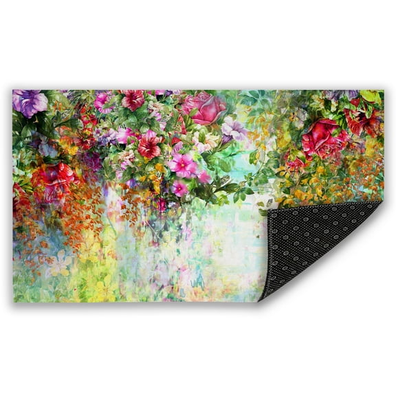 Spring Floral Doormat, 17x30 Inch Non-Slip Waterproof Welcome Mat, Machine Washable Outdoor Rug for Front Door, Home Decor