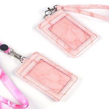 Clear Badge Holder Vertical 2 Pcs ID Badge Holder With Double-Sided Windows Horizontal Hard Plastic Case Red Card Protector Pouch For Office School ID Credit Cards Proximity Key Cards Driver's Licenses And