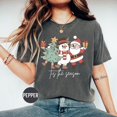 thumbnail image 3 of Tis the Season Santa and Snowman Graphic Print T-Shirt | Christmas Tree Design, 3 of 7