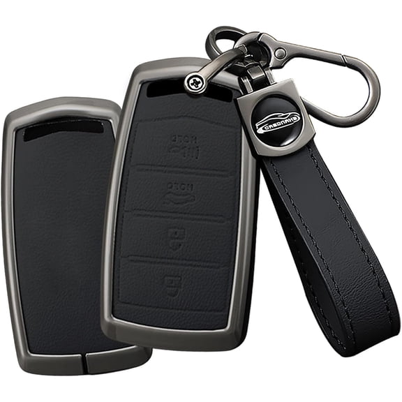 Metal Key Fob Cover Fit For Genesis G80 G90 G70 2017-2022 4 button, Keyless Key Fob Case with Keychain Car Accessories