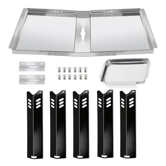 Grill Replacement Parts for Dyna-glo DGF510SBP, DGF493BNP, Backyard Grill BY13-101-001-13, GBC1460W, BHG Grill BH13-101-099-01, Adjustable 24"-30" Grease Tray Drip Pan, Heat Shield for Dyna Glo Parts