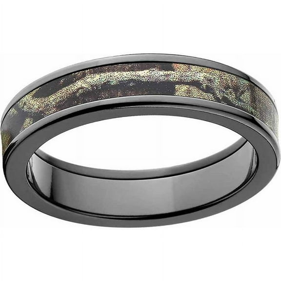 Break Up Infinity Men's Camo Black Zirconium Ring with Polished Edges and Deluxe Comfort Fit