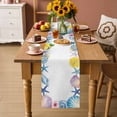 thumbnail image 2 of Summer Coastal Table Runner 72 Inches, Sea Starfish Shell Lemon Flowers Watercolor Bed Runner Dresser Scarves Tabletop for Indoor Outdoor Parties/Ceremony/Banquet, 18" x 72", 2 of 9