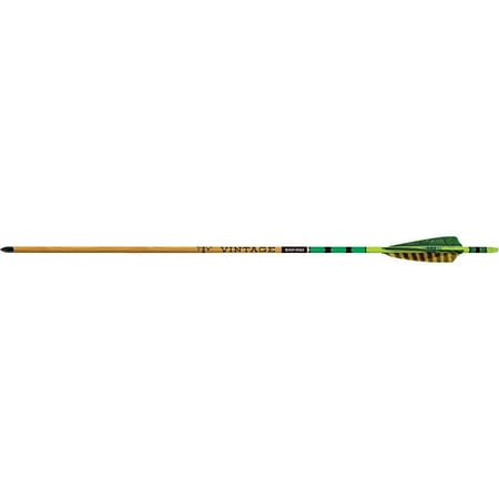 Black Eagle Vintage Traditional Arrows .005 500 Green/Yellow Feathers 6 pk.