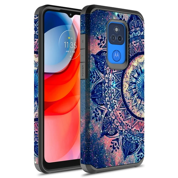 Moto G Play 2021 Case, Rosebono Slim Hybrid Shockproof Hard Cover Graphic Fashion Colorful Skin Cover Armor Case for Moto G Play 2021 (Mandala)