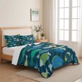 thumbnail image 5 of Twin Quilt Set 68''x86'', Deep Green Fishes Lightweight Summer Bedspread Coverlet Set with 2 Pillow Shams, Cartoon Coastal Ocean Fish Striped Breathable All Season Quilt Bedding for Dorm/Bedroom, 5 of 9