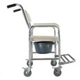 thumbnail image 3 of Zimtown Aluminum Shower Chair Bedside Commode w/Casters and Padded Seat, Rolling Transport Chair Lockable Wheelchair Bedside Toilet Seat, 3 of 9