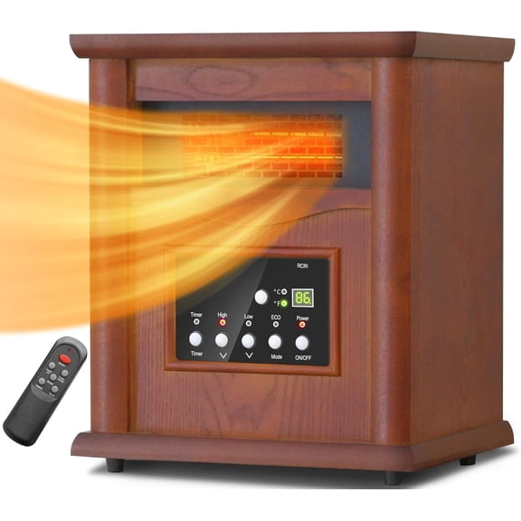 YANGLI 1500W Infrared Heater for Large Room, 3 Modes with Remote & 12H Timer