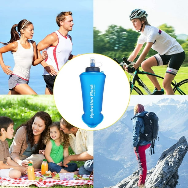 2 Packs Soft hydration flask,Collapsible Water Bottles For Running Hiking  Cycling Climbing 500ML 
