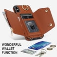 thumbnail image 5 of ShellTech for iPhone X/XS Case with Card Holder and Strap - Zipper Pocket,Crossbody Lanyard Strap,Credit Card Holder,Stand Ring,Cute Phone Wallet Case for Women,Brown, 5 of 10