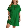 thumbnail image 1 of Innerwin Robes Courtes d'Été Couleur Unie Robe Mini Femme Manches Vacances Surdimensionnée Robe d'Été Verte 5TG, 1 of 3