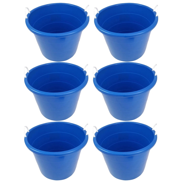 HOMZ Rope-Handle 18-Gallon Open Storage Tubs, Plastic Buckets