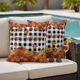 thumbnail image 4 of Maple Leaves Fall Outdoor Waterproof Pillow Covers, Thanksgiving Pumpkins Rustic Corn Retro Plaid Decorative Square Throw Pillowcase Sofa Cushion Sham for Patio/Couch/Chair, 24"x24" 2 Pack, 4 of 8