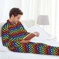 thumbnail image 6 of Honeii Rainbow Chequerboard Pattern Mens Pajamas Set,2pcs Men's Lounge Long Sleeve Sleep Shirt and Pajama Bottoms Sleepwear Set,Mens Pjs Sets-Medium, 6 of 7
