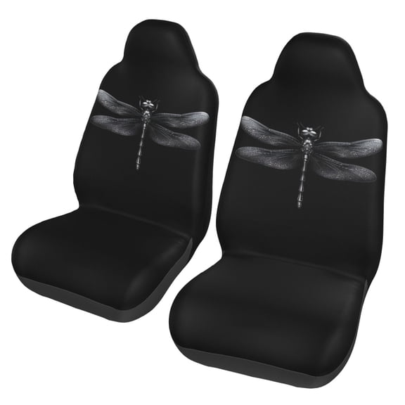 KAKALAD Dragonfly Black Car Accessories Seat Covers Set Vehicle Seat Covers Universal Front Seats Protector 2 Pcs