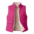 thumbnail image 6 of Women Fleece Lined Quilted Vest Sleeveless Zip up Outerwear Lapel Collar Warm Waistcoat Casual Fall Winter Gilet with Pockets XL, 6 of 7