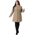 thumbnail image 3 of DARING DIVA Women's Plus Size Peter Pan Collar Long Sleeves Winter Coats 3X Brown, 3 of 6